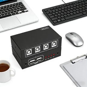 محول KVM بـ 4 منافذ USB، لوحة مفاتيح وماوس ووحدة تحكم في الألعاب - تحكم متعدد الأجهزة بنقرة واحدة لبث ألعاب DNF وإعداد محطة العمل المكتبية in Kuwait