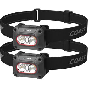 Coast FLX10R 1000 Lumen Waterproof USB-C Rechargeable LED Headlamp, Red & Green Light Modes, Flood & Spot, 2-Pack in Kuwait