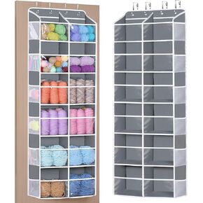 Univivi Over the Door Organizer, 6 Tiers Behind Door Storage with Clear Deep Pockets Hanging Organizer for Closet, Bedroom, Nursery, Bathroom and Sundries (Grey) in Saudi Arabia