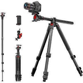 COMAN 72" Overhead Tripod, Camera Tripod with Center Column and 360 Degree Ball Head, Detachable Monopod with Arca QR Plate, Horizontal Tripod for Camera, DSLR, Max Load 11 lbs in Saudi Arabia