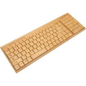 Cryfokt Computer Wireless Devices, 2.4GHz Wireless Bamboo Wood Keyboard and Mouse Combo with Plug and Play USB Receiver for iOS Gaming Office (Keyboard) in Kuwait