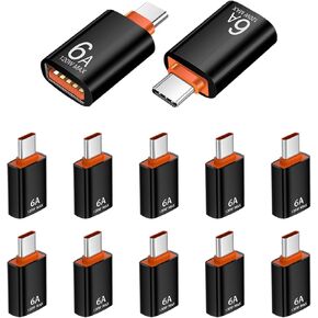 12 Pack 10Gbps/120W USB C to USB3.1 Adapter, Type C Male to USB Female Adapter for Smartphone, PC, Laptop, Tablet, Keyboard (Black, 12 Pack) in Saudi Arabia