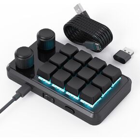لوحة مفاتيح MOSHOU Macro مع مقبض Macropad، 3 طبقات مخصصة، لوحة مفاتيح ماكرو 12 مفتاحًا مع جهاز استقبال لاسلكي، لوحة مفاتيح ألعاب قابلة للتبديل السريع، لوحة مفاتيح RGB قابلة للبرمجة، لوحة مفاتيح مختصرة صغيرة (أسود) in Kuwait