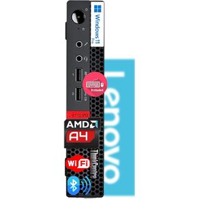 Lenovo ThinkCentre Micro Desktop with Keyboard & Mouse, 8GB DDR4 RAM, 128GB SSD Drive, AMD Processor, Dual-Display Support, Wi-Fi, Bluetooth, USB, RJ-45, Windows 11 Pro, Business-Grade, Home-Friendly in Kuwait