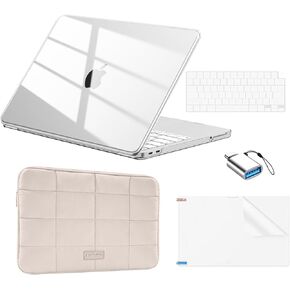 EooCoo for MacBook Neo Case 13 inch 2026 Model A3404 with A18 Pro chip, Hard Shell Case & Sleeve Bag & Type C & Keyboard Skin & Screen Film Laptop Accessories, Crystal Blush in Saudi Arabia