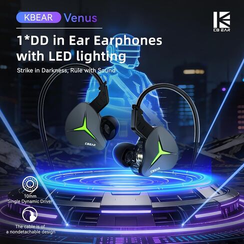 KBEAR Venus USB C Wired Headphones, Sleek LED Lighting Gaming Earbuds USB-C Wired Earbuds, HIFI IEMs for Gaming with Volume Control/10mm Dynamic Driver/Noise Isolating for Phone Laptop iPad (with Mic) in Kuwait