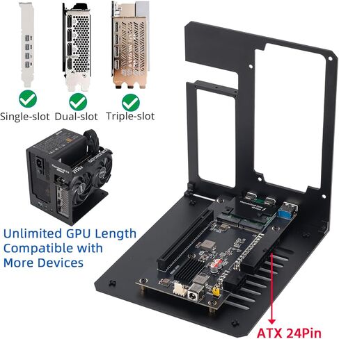 حاوية Thunderbolt 3/4 eGPU متوافقة مع USB4 40Gbps PD 85W لشحن وحدة معالجة الرسومات الخارجية المتوافقة مع بطاقات الرسومات NVIDIA/AMD على نظام Linux 10/11، ومصدر طاقة ATX (MK-L19) in Kuwait