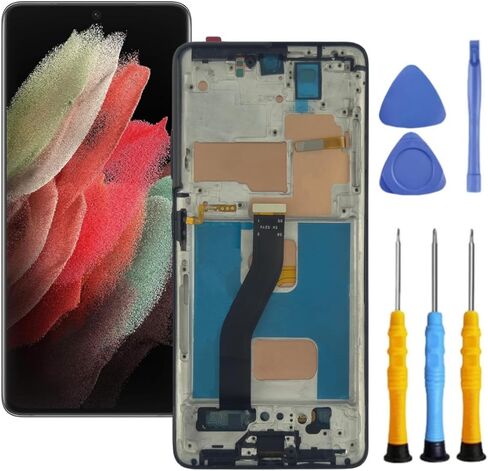 for Samsung Galaxy S21 Ultra 5G Screen Replacement with Frame for Samsung S21 Ultra Screen Replacement kit SM-G998u G998f G998w LCD Touch Display digitizer with Tools in Kuwait