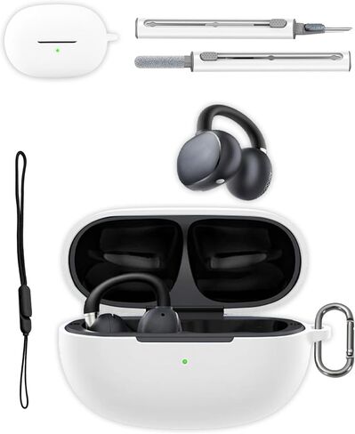حافظة EarFun Clip 2 - غطاء واقٍ من السيليكون، حماية لكامل الجسم مع حماية من الخدش، مضادة للصدمات، تتضمن مجموعة تنظيف وحبل قصير (أبيض) in Kuwait