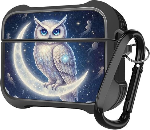 MINGDAO متوافق مع حافظة AirPods Pro 2 (2022) / AirPods Pro (2019)، تصميم أنيق من جلد البولي يوريثان وغطاء واقٍ مقاوم للصدمات من مادة TPU مع سلسلة مفاتيح، بومة MC22687 in Kuwait