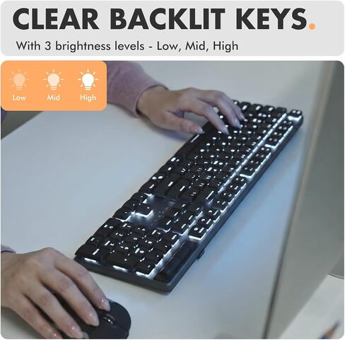 X9 Slim Mechanical Keyboard Wireless – Low Profile Red Switches, Triple Mode (Bluetooth + 2.4GHz + USB), Full Size 107-Key with Number Pad, Backlit, Rechargeable – Quiet Typing for Mac and PC in Kuwait