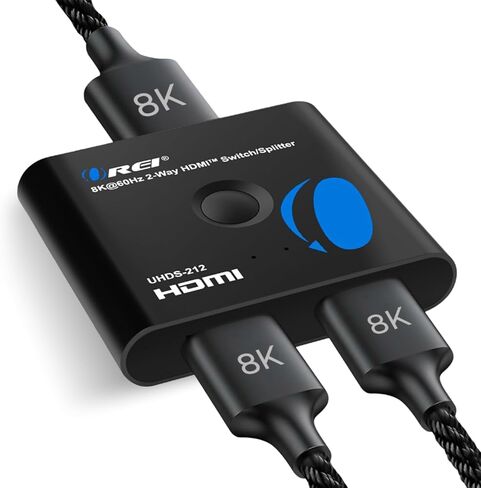 اوري محول HDMI 8K 2x1 4K @ 120hz، محدد HDMI تلقائي 48 جيجا بايت في البوس، مفتاح عالي الدقة بين مدخلين مثالي للألعاب، PS5، Xbox، HDR10، دولبي فيجن in Kuwait