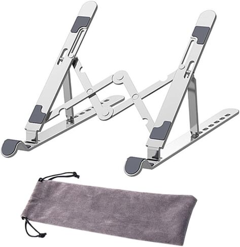 TEHAUX Adjustable Metal Laptop Stand 7-Levels Lifting Riser Ergonomic Tablet Support Safe Scratch-Resistant in Kuwait