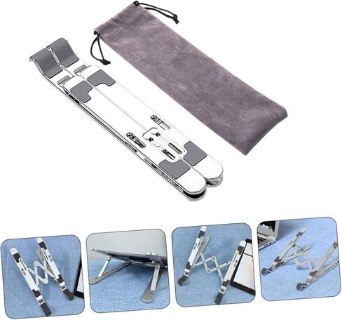 TEHAUX Adjustable Metal Laptop Stand 7-Levels Lifting Riser Ergonomic Tablet Support Safe Scratch-Resistant in Kuwait