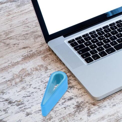 حامل كمبيوتر محمول قابل للتعديل من KALLORY قطعتين مع قاعدة منزلقة، حامل تبريد محمول للكمبيوتر المحمول لزاوية عمل مرتفعة ومستقرة باللون الأزرق in Kuwait