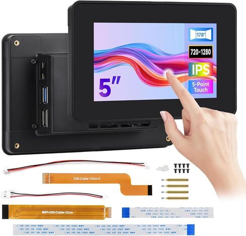 حافظة واقية لشاشة اللمس Raspberry Pi مقاس 5 بوصات 2 وPi 5، متوافقة مع شاشات متعددة مقاس 5 بوصات، تدعم تثبيت Pi Hats @XYGStudy (PI5-CASE-TD2-5inch) in Kuwait