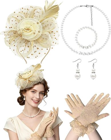 1920s Vintage Fascinators Hat Set for Women Tea Party Headband Cocktail Wedding Halloween Retro Tiara in Saudi Arabia