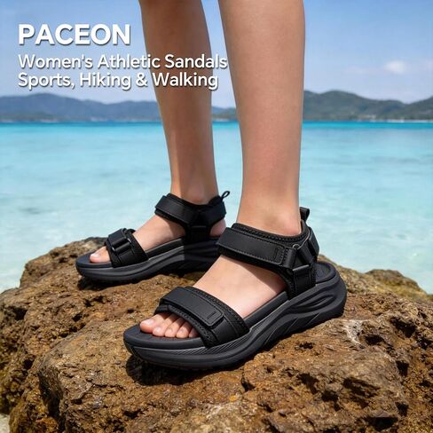 Walking Sandals Women Arch Support Orthopedic for Plantar Fasciitis Recovery, Comfort Hiking Sandals Adjustable Strap Non-Slip 2" Cushioned Summer Outdoor Sport Travel in Saudi Arabia