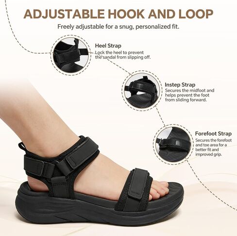Walking Sandals Women Arch Support Orthopedic for Plantar Fasciitis Recovery, Comfort Hiking Sandals Adjustable Strap Non-Slip 2" Cushioned Summer Outdoor Sport Travel in Saudi Arabia
