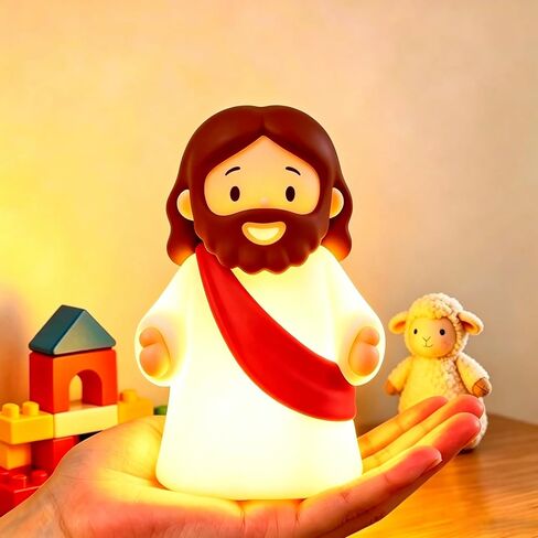 Little Jesus Night Light, Mini Light Up Jesus Figurine, Silicone Dimmable Touch Lamp, Rechargeable Portable Bedside Light for Kids Nursery, Perfect Christian Gift for Baptism, Easter & Christmas in Saudi Arabia