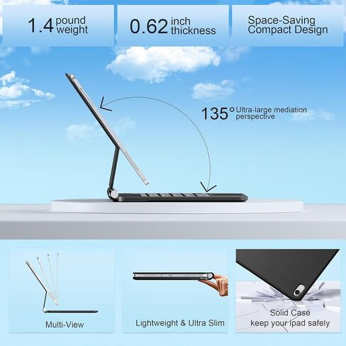 حافظة لوحة مفاتيح GGQFGTOJ لجهاز iPad 11th (A16) والجيل العاشر، لوحة مفاتيح سحرية مع إضاءة خلفية 7 ألوان، لوحة تتبع متعددة اللمس - حامل ناتئ عائم - حافظة مغناطيسية لجهاز iPad 11 بوصة / 10.9 بوصة in Kuwait