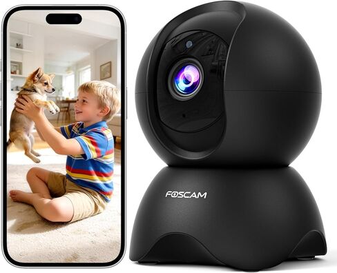 كاميرات Foscam 5MP WiFi للحيوانات الأليفة لأمن المنزل، كاميرا داخلية 2.4 جيجا هرتز لمراقبة الأطفال مع إمالة 360 درجة، صوت ثنائي الاتجاه، تكبير رقمي 6X، رؤية ليلية، اكتشاف الإنسان بالذكاء الاصطناعي، تخزين سحابي وبطاقة SD in Kuwait