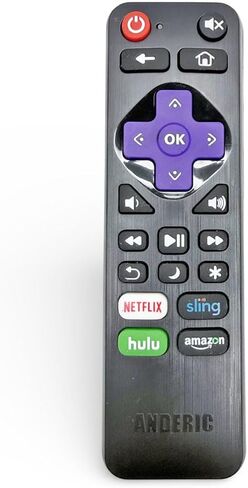 جهاز تحكم بديل RC-AFIR/RC-ALIR / RC280 - متوافق مع تلفزيون Roku، ويعمل أيضًا مع LG وTCL وHitachi وSanyo وPhilips وJVC وONN وElement وRCA Roku TVs - بدون برمجة، IR in Kuwait