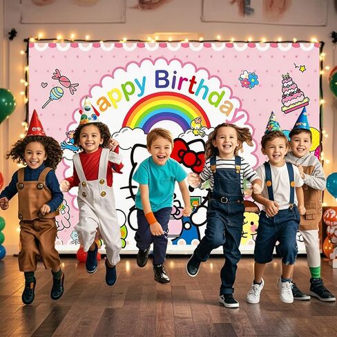 Cute Birthday Decorations, Cat Happy Birthday Banner Backdrop, Banner Shoot Photo Backgrounds Props, Party Supplies for Boys and Girls (5x3ft) in Kuwait