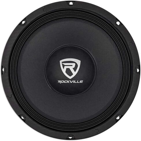 مكبر صوت سيارة Rockville RM108PRO متوسط ​​المدى برو، 10 بوصة، 600 وات ذروة/300 وات RMS، 8 أوم، صوت متوسط، مخروط كيفلار، سلة مفتوحة، متوافق مع CEA، مغناطيس 56oz، لصوت السيارة، 4 قطع in Kuwait