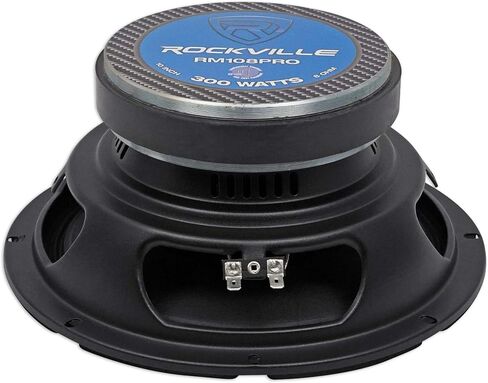 مكبر صوت سيارة Rockville RM108PRO متوسط ​​المدى برو، 10 بوصة، 600 وات ذروة/300 وات RMS، 8 أوم، صوت متوسط، مخروط كيفلار، سلة مفتوحة، متوافق مع CEA، مغناطيس 56oz، لصوت السيارة، 4 قطع in Kuwait