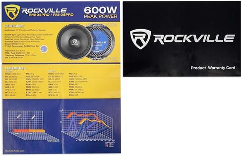 مكبر صوت سيارة Rockville RM108PRO متوسط ​​المدى برو، 10 بوصة، 600 وات ذروة/300 وات RMS، 8 أوم، صوت متوسط، مخروط كيفلار، سلة مفتوحة، متوافق مع CEA، مغناطيس 56oz، لصوت السيارة، 4 قطع in Kuwait