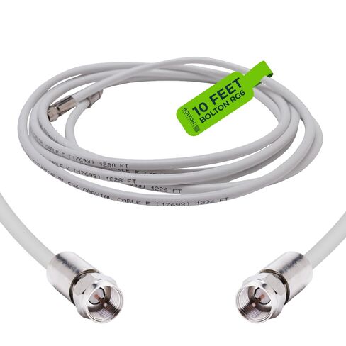 كابل بولتون الفني بطول 2 قدم RG6 PVC الأبيض المحوري، 75 أوم، كابل F ذكر إلى كابل FMale للتلفزيون، معزز إشارة صندوق الكابل، أنظمة الأقمار الصناعية، الترددات اللاسلكية، اتصال هوائي ومودم الإنترنت in Kuwait