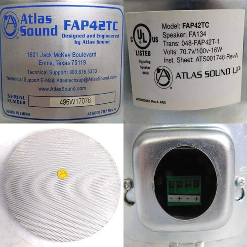 AtlasIED 4" Shallow Mount Coaxial in-Ceiling Speaker with 16-Watt 70/100V Transformer in Kuwait