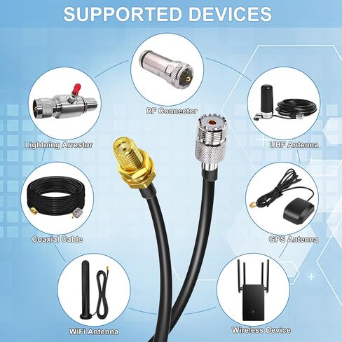 TUOLNK SMA to UHF Jumper Cable RG58 SMA Female Jack to PL259 Female Extension Cable 12inch (30cm) SO239 to SMA RF Coax Adapter Cable for Two Way Radio Walkie Talkie 2 Pack in Kuwait