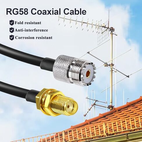 TUOLNK SMA to UHF Jumper Cable RG58 SMA Female Jack to PL259 Female Extension Cable 12inch (30cm) SO239 to SMA RF Coax Adapter Cable for Two Way Radio Walkie Talkie 2 Pack in Kuwait