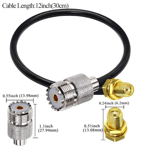 TUOLNK SMA to UHF Jumper Cable RG58 SMA Female Jack to PL259 Female Extension Cable 12inch (30cm) SO239 to SMA RF Coax Adapter Cable for Two Way Radio Walkie Talkie 2 Pack in Kuwait