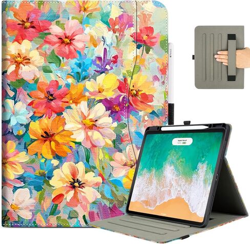 Vimorco Folio Case for iPad Air 13 inch M4/M3/M2 2026/2025/2024,for iPad Pro 12.9 inch 6th/5th/4th/3rd Generation,Pencil Holder&Pocket&Hand Strap,Adjustable Angles Cover,Auto Sleep/Wake,Dragonfly in Kuwait