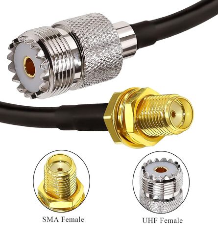 TUOLNK SMA to UHF Jumper Cable RG58 SMA Female Jack to PL259 Female Extension Cable 12inch (30cm) SO239 to SMA RF Coax Adapter Cable for Two Way Radio Walkie Talkie 2 Pack in Kuwait