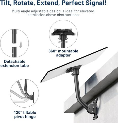 مجموعة تركيب السقف الجداري Starlink Mount Gen 3 - عمود/أنبوب قياسي مقاوم للطقس شديد التحمل مع محور ودعامة، حل خارجي/داخلي للهوائي وجهاز التوجيه in Kuwait