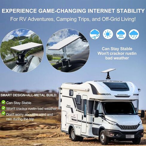 Starlink Mini Mount - Customized for Outdoors;with Connecting Pipe Adapted to Starlink Pole Mount 180° Adjustable Angle;Starlink Mini Accessories for RV,Car Roof ,Camper,Boats,Yacht (White) in Kuwait
