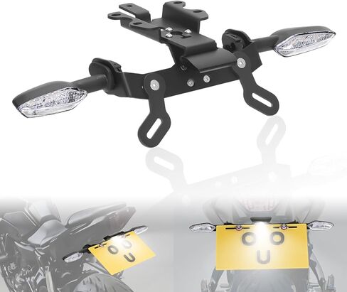 License Plate Holder Bracket Rear Fender Eliminator Kit Tail Tidy LED Indicator Turn Signal Blinker Kit Compatible with MT-07 MT07 FZ-07 FZ07 2014-2024 YZF R7 2022-2024 (Smoke) in Saudi Arabia