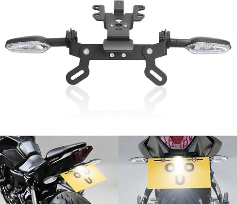 License Plate Holder Bracket Rear Fender Eliminator Kit Tail Tidy LED Indicator Turn Signal Blinker Kit Compatible with MT-07 MT07 FZ-07 FZ07 2014-2024 YZF R7 2022-2024 (Smoke) in Saudi Arabia