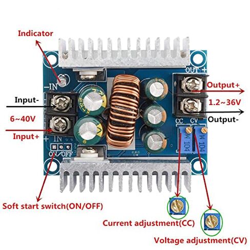 Diymore 2 قطعة 20A 300W CC CV وحدة التنحي قابلة للتعديل DC 6-40V إلى 1.2-36V الجهد المنظم محول فرق الجهد المستمر وحدة إمداد الطاقة الحالية 20v إلى 12v التنحي in Kuwait
