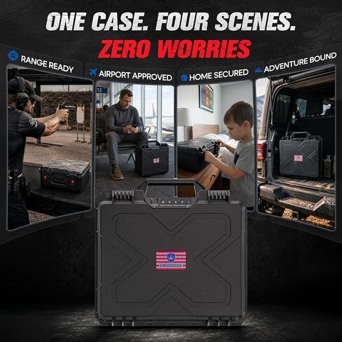 Kinghardcase Biometric Pistol Gun Case, Holds 5 Pistols & 16 Magazines, IP64 Waterproof Hard Handgun Storage Case with Fingerprint, Passcode & Key Unlock, Pre-Cut EVA Foam, Desiccant in Kuwait