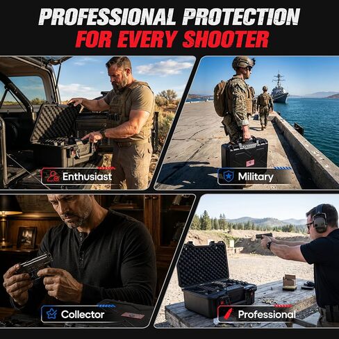 Kinghardcase Biometric Pistol Gun Case, Holds 5 Pistols & 16 Magazines, IP64 Waterproof Hard Handgun Storage Case with Fingerprint, Passcode & Key Unlock, Pre-Cut EVA Foam, Desiccant in Kuwait