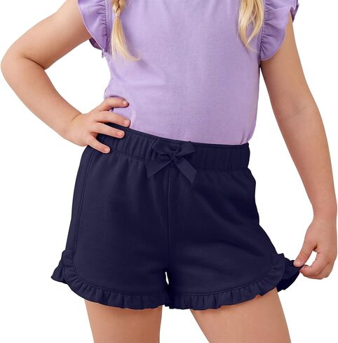 Toddler Girls' Shorts Elastic Bow Waist Cute Short Pants Ruffled Hem Pull On Soft Summer Shorts for Baby Girls in Saudi Arabia