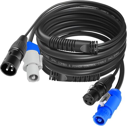 SMALL-EYE 3 Pin DMX & Power Con Combo Link Cable 15 ft - 14AWG Power Control DMX ذكر إلى أنثى سلك لتركيبات الإضاءة in Kuwait