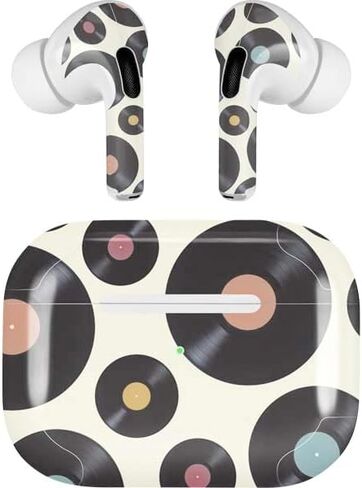 غلاف صوتي من Skinit متوافق مع Apple AirPods Pro (الجيل الثاني، 2022) - تصميم سجلات ملونة مصمم في الأصل من Skinit in Kuwait