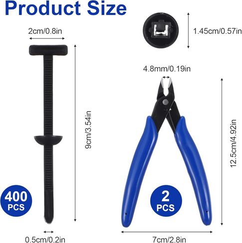 400 Pcs Heavy-Duty Self-Locking Cable Tie Buckle Kit – Includes 2 Flush Cutters & Pliers Tip Protectors for Car Repairs, Home, Office & Outdoor Organization in Kuwait