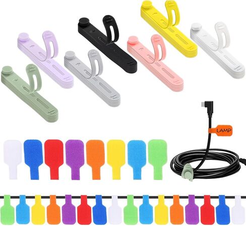 90pcs Cable Labels and Cable Ties Cord Management Organizer Kit Reusable 42 Silicone Ties with 48 Cord Labels for Electronics Travel Home Office Desk Wire Organization(Mixed Color) in Kuwait